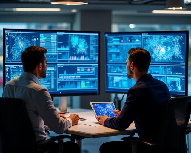 Analistas trabajando con inteligencia artificial en Madrid